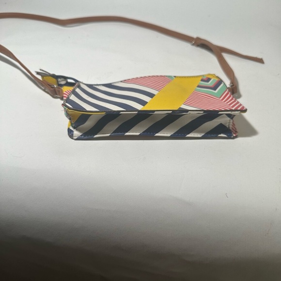 Blue and Yellow Artistic Crossbody Bag with Geometric Design - Picture 4 of 6